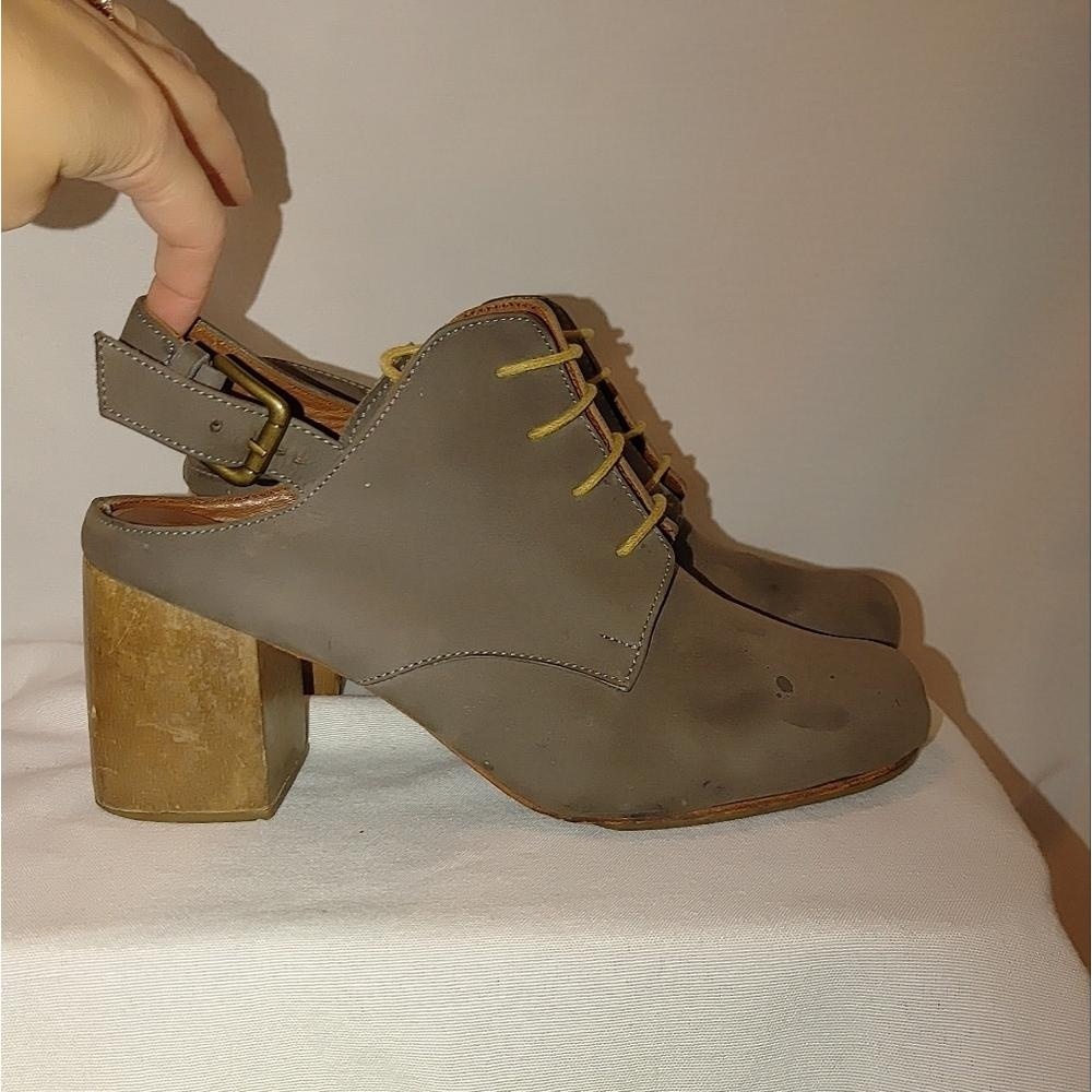 Rachel Comey Lace Up Sling Back Leather Wooden Block Heel Round Toe Mule 8.5 - Picture 4 of 14